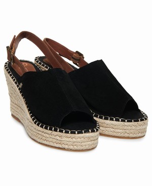 Superdry Grace Wedge Espadrilles Női Cipő Fekete | FLQXO9236